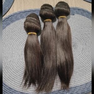 Natural BrownStraight Human Hair Bundles - 3 Pack